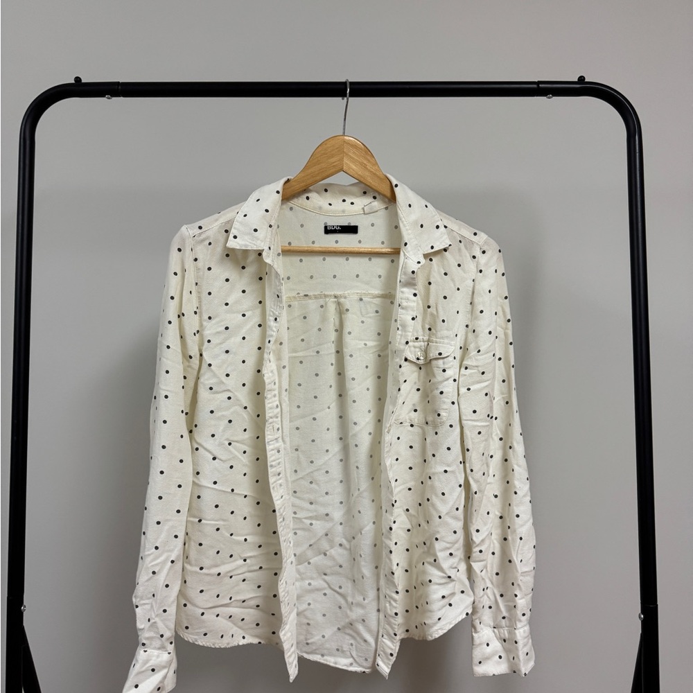 BDG Cream Shirt with Black Dots